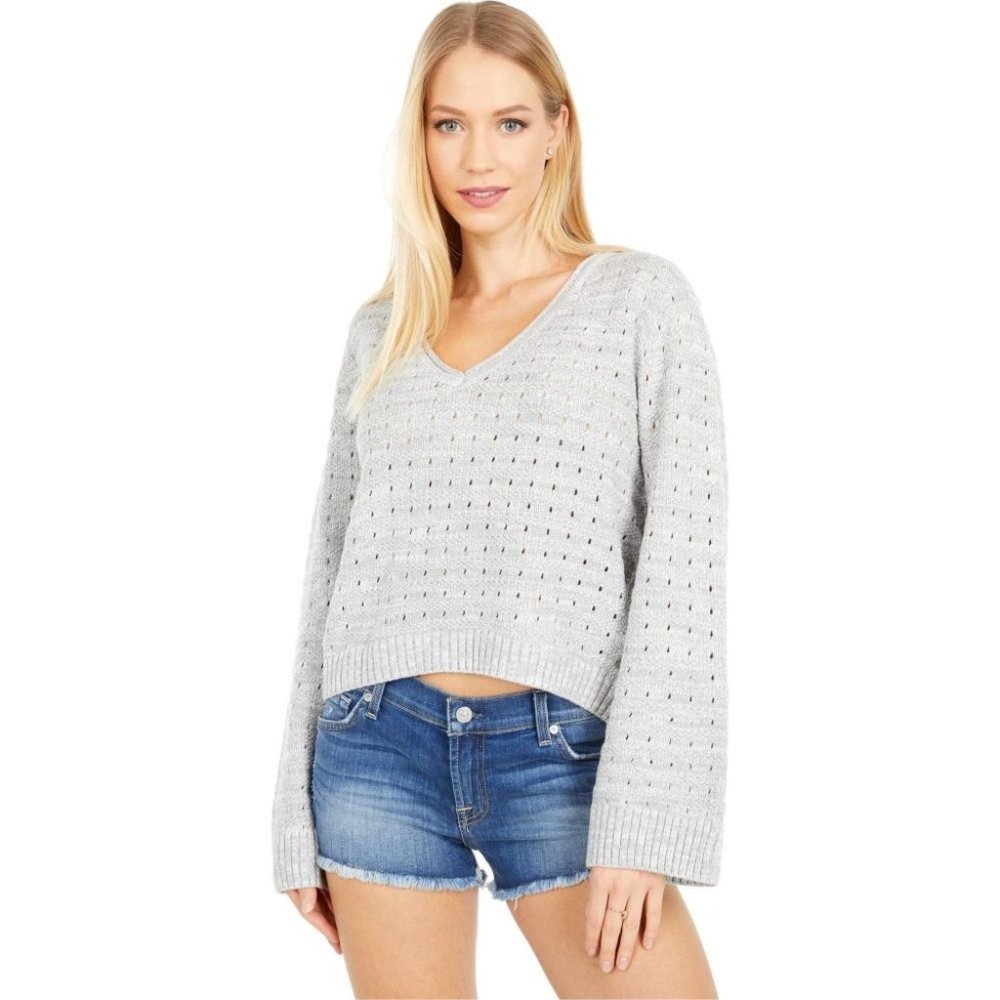 Roxy Do You Good Cropped Pointelle Sweater S NWT